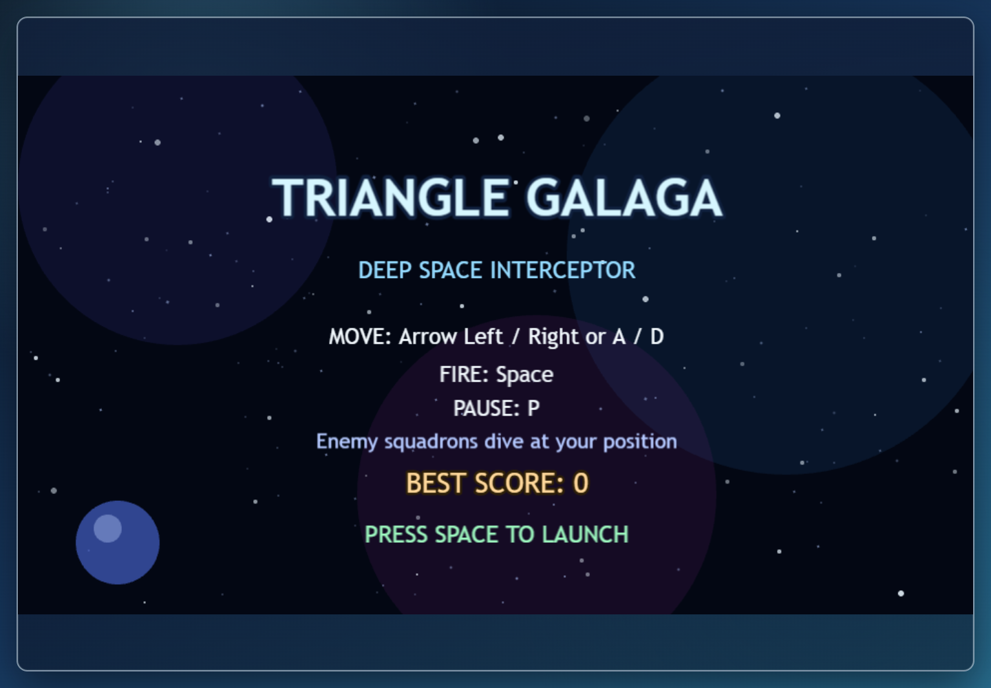 Screenshot of the Shape Invaders browser game